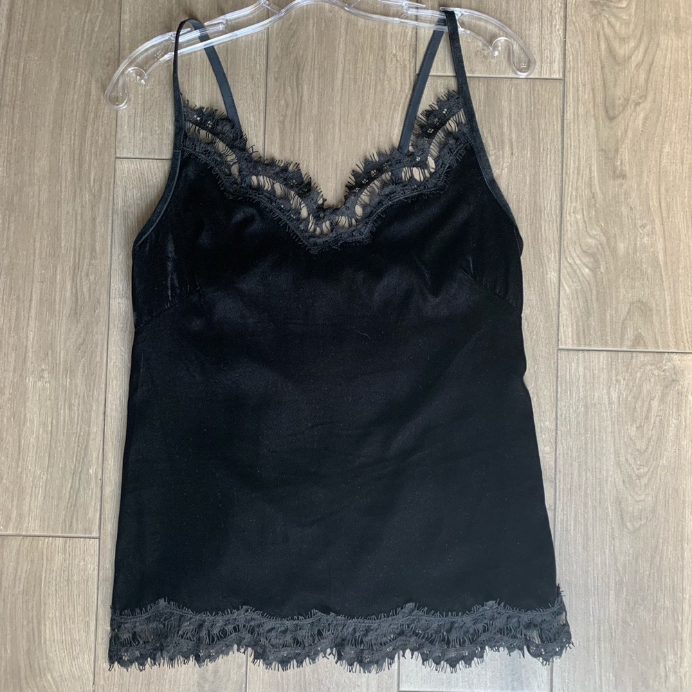 Max Studio Size Small Black Velvet with Lace Cami